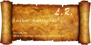 Leiter Radiszló névjegykártya